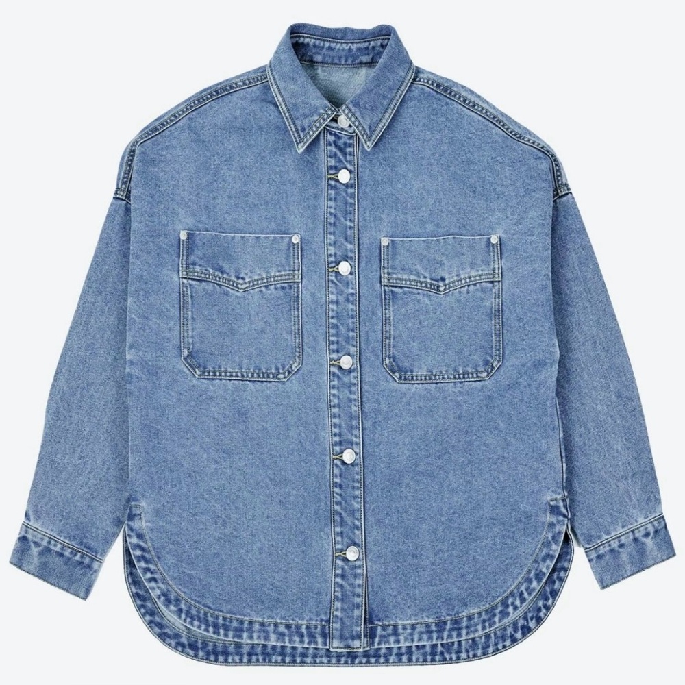 Oversized Blue Denim Button-Up Shirt/jacket